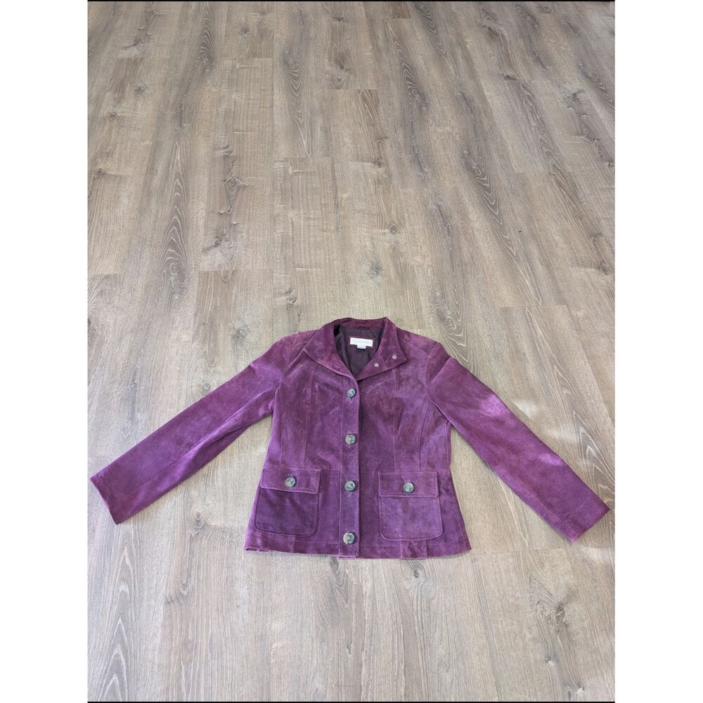 Vintage Marshall Field's Purple Suede Leather Jacket 90s Whimsigoth Blazer 8
